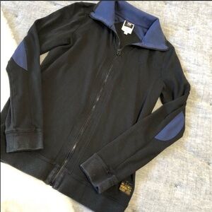 G- star raw women’s ‘96 zip jacket size medium blue & black full zip jersey knit